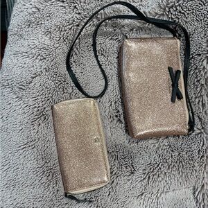 Kate Spade Glittery Rose Gold Crossbody Bag and Wallet Set